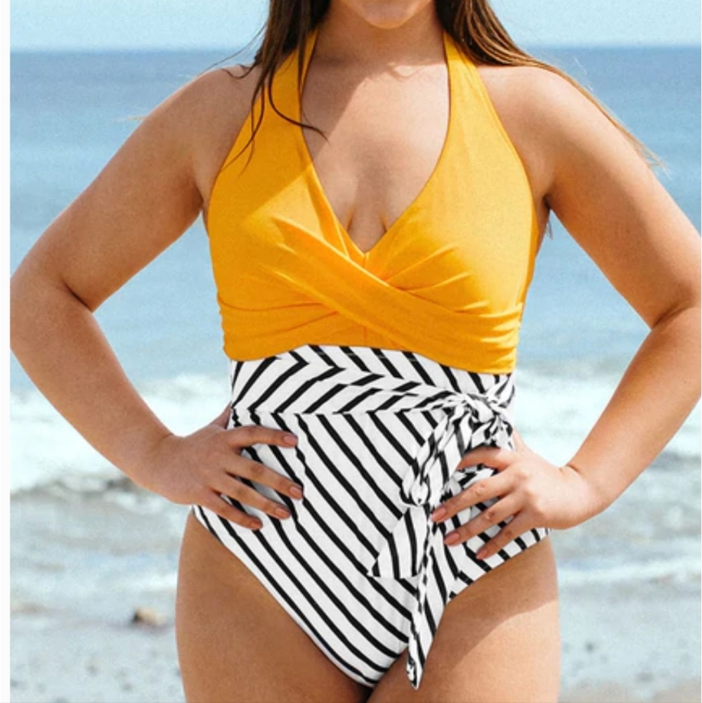 Black white and yellow one piece